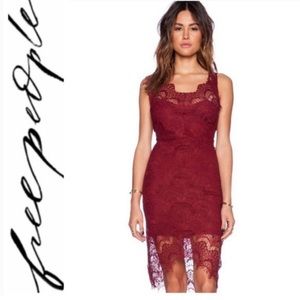 NWT Intimately Free People Deep Cranberry Lace Dress L